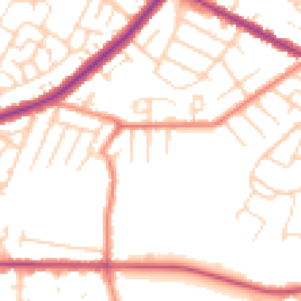 Daytime road noise heatmap for DN34 4QT