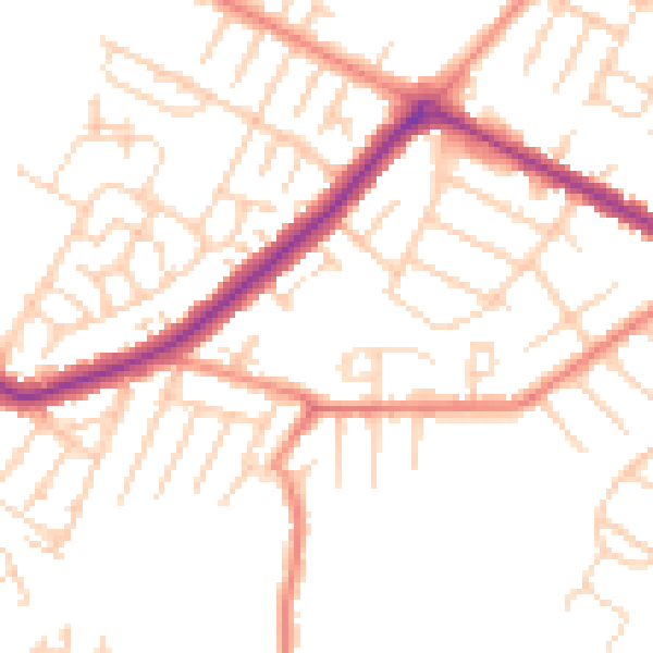 Daytime road noise heatmap for DN34 4QW
