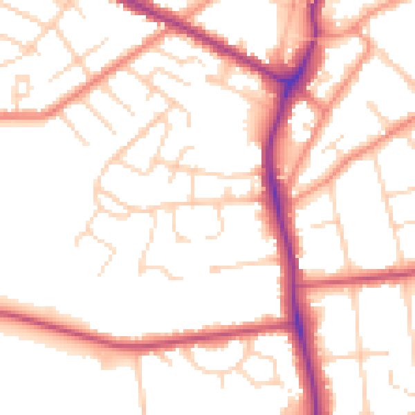 Daytime road noise heatmap for DN34 4TD