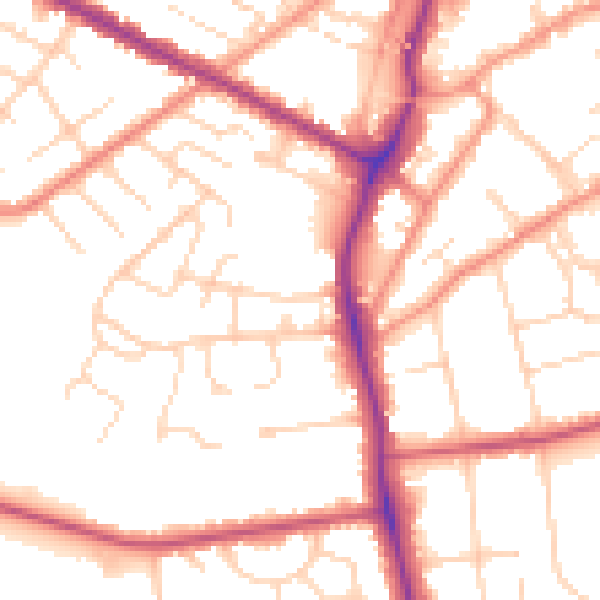 Daytime road noise heatmap for DN34 4UB