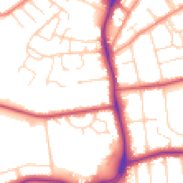 Daytime road noise heatmap for DN34 5AT
