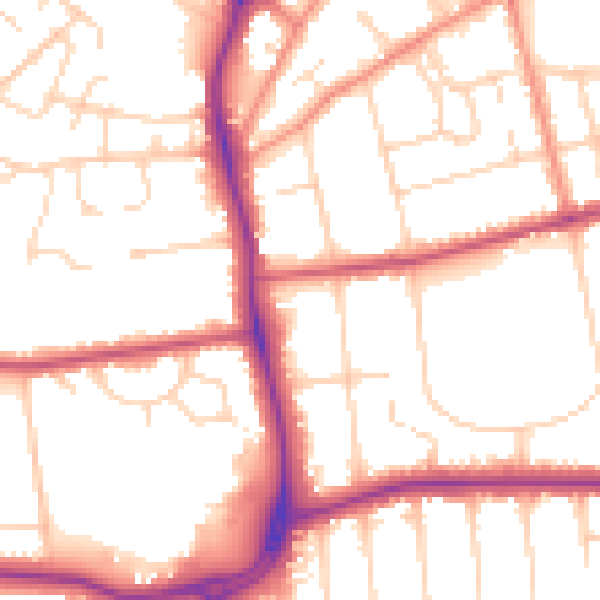 Daytime road noise heatmap for DN34 5AX