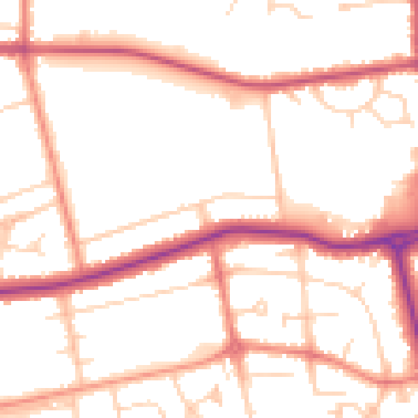 Daytime road noise heatmap for DN34 5BS