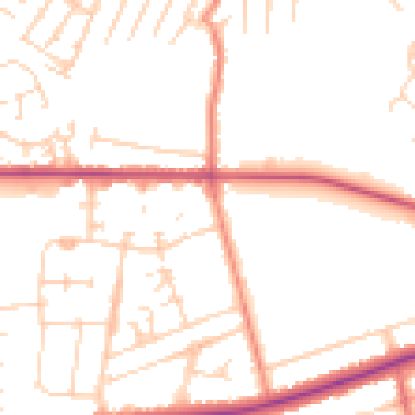 Daytime road noise heatmap for DN34 5DA