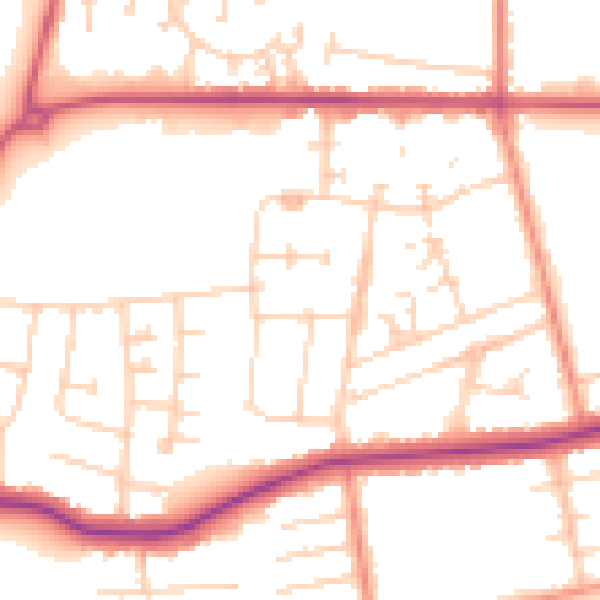 Daytime road noise heatmap for DN34 5HW