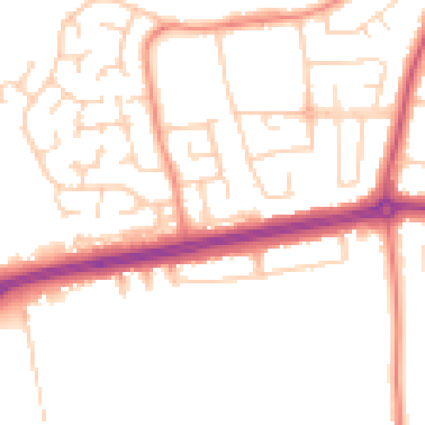 Daytime road noise heatmap for DN34 5QR