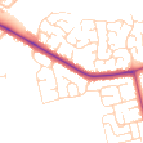 Daytime road noise heatmap for DN36 4AF