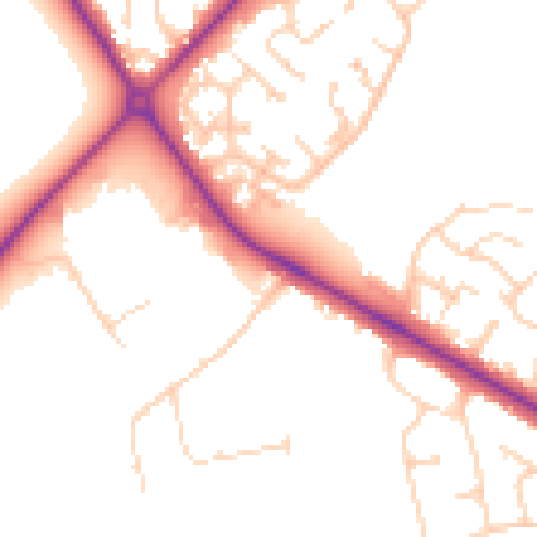 Daytime road noise heatmap for DN36 4AH