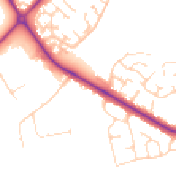 Daytime road noise heatmap for DN36 4AQ