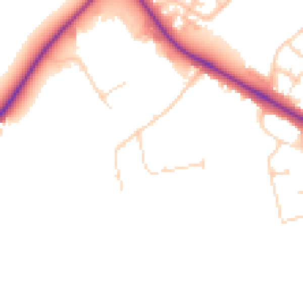 Daytime road noise heatmap for DN36 4AS
