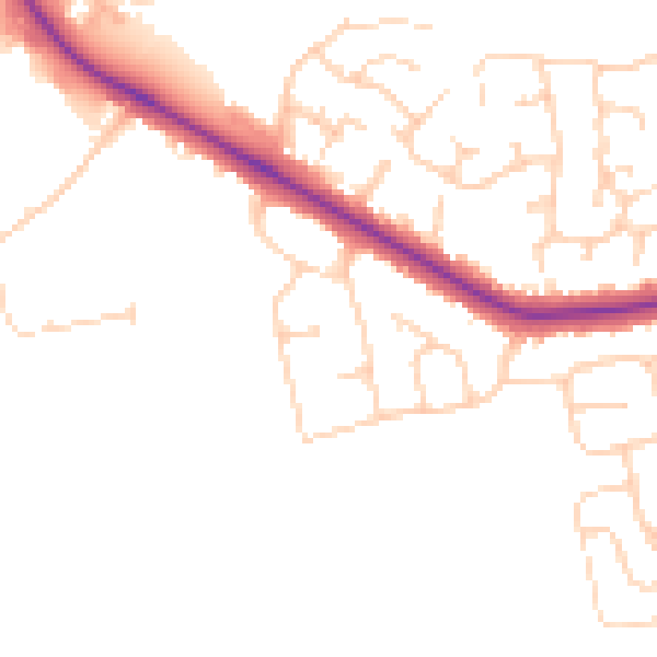 Daytime road noise heatmap for DN36 4AZ