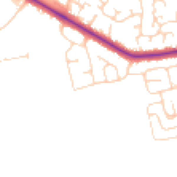 Daytime road noise heatmap for DN36 4BA