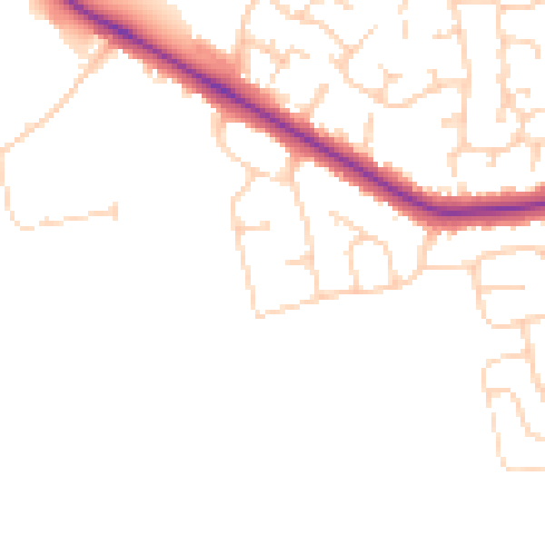 Daytime road noise heatmap for DN36 4BD