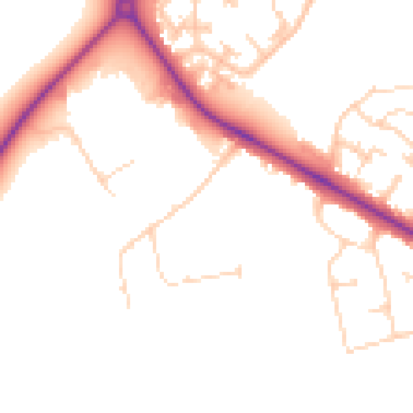 Daytime road noise heatmap for DN36 4BJ