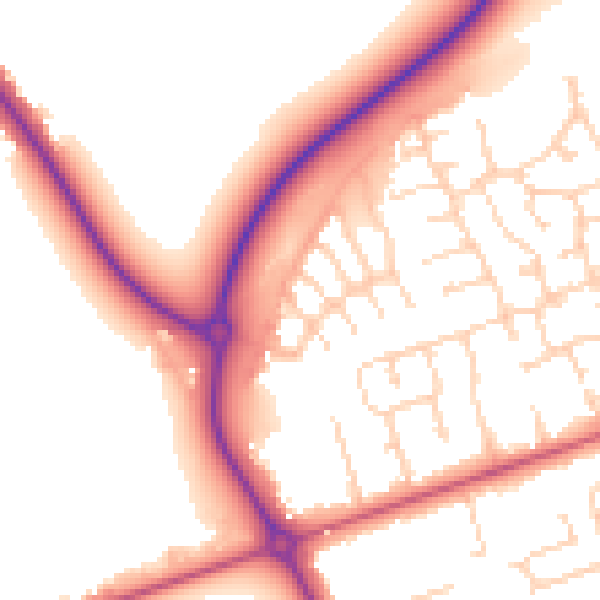 Daytime road noise heatmap for DN36 4BY