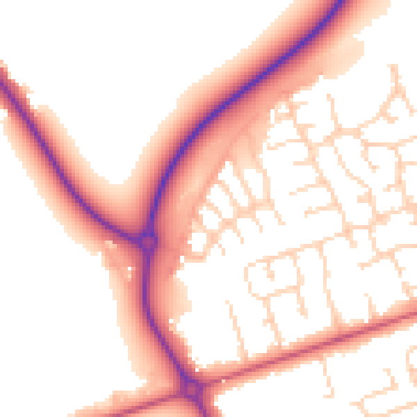 Daytime road noise heatmap for DN36 4BZ