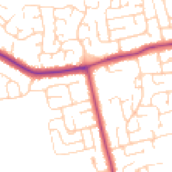 Daytime road noise heatmap for DN36 4DB