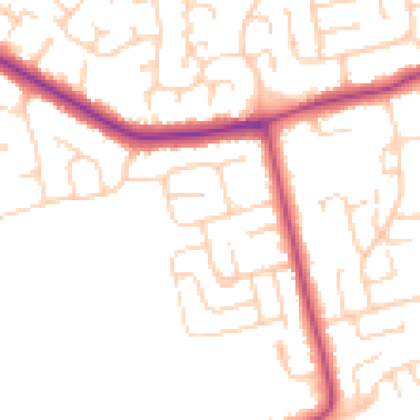 Daytime road noise heatmap for DN36 4DD
