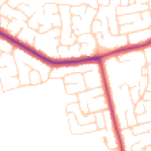Daytime road noise heatmap for DN36 4DE