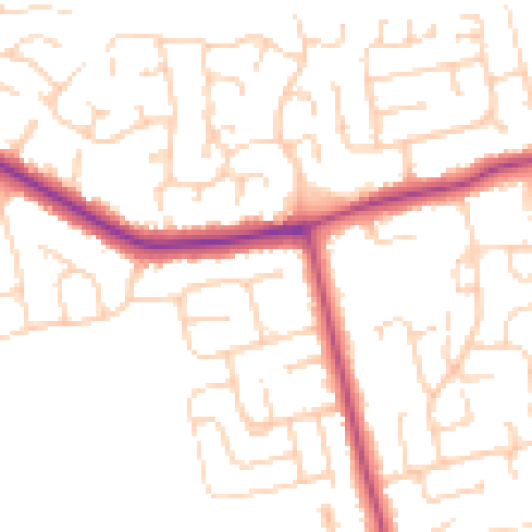 Daytime road noise heatmap for DN36 4DF