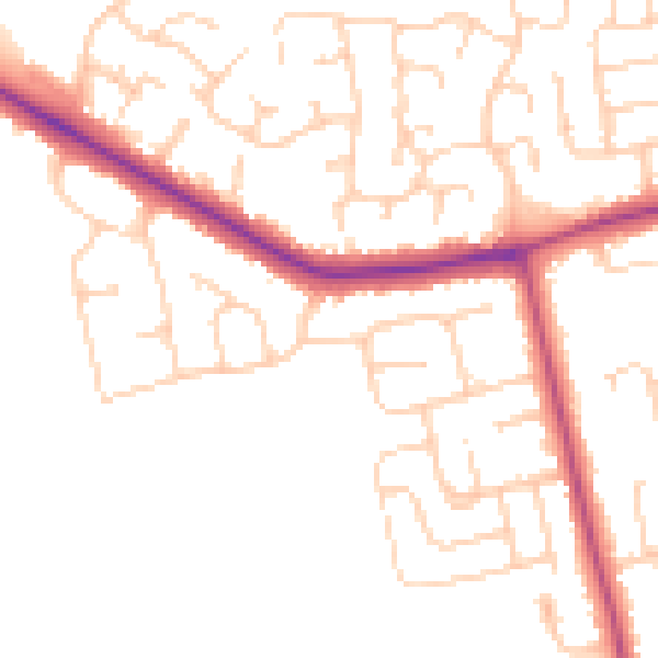 Daytime road noise heatmap for DN36 4DG