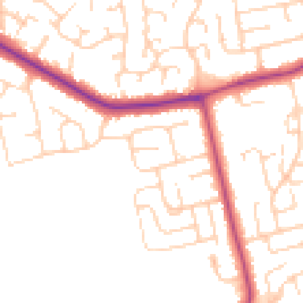 Daytime road noise heatmap for DN36 4DH