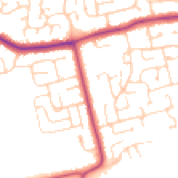 Daytime road noise heatmap for DN36 4DJ