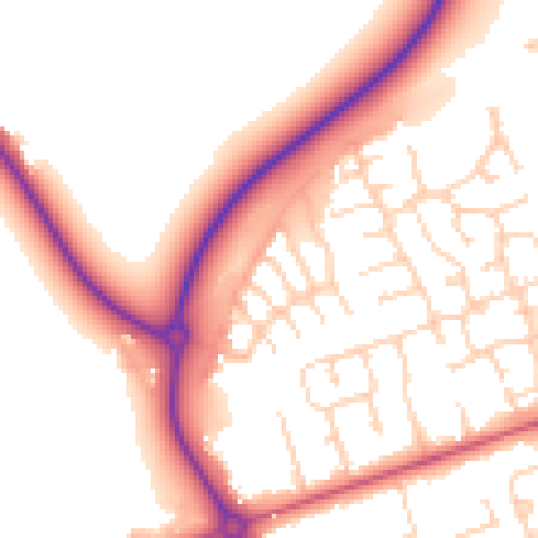 Daytime road noise heatmap for DN36 4EF