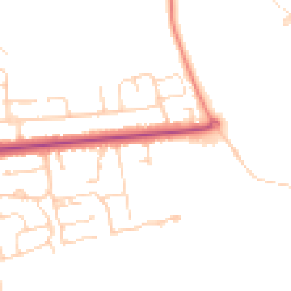 Daytime road noise heatmap for DN36 4EP