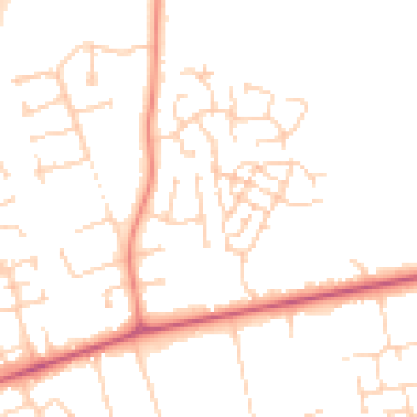 Daytime road noise heatmap for DN36 4NE