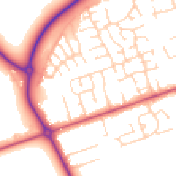Daytime road noise heatmap for DN36 4PZ