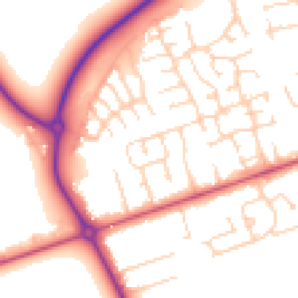 Daytime road noise heatmap for DN36 4QA