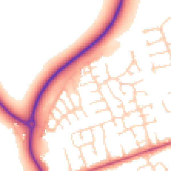 Daytime road noise heatmap for DN36 4WQ