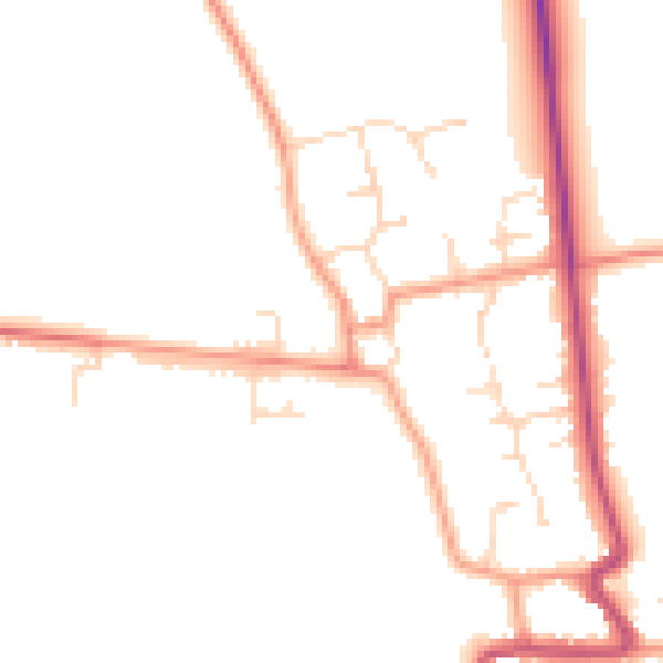 Daytime road noise heatmap for DN36 5LU