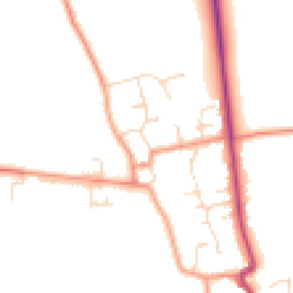Daytime road noise heatmap for DN36 5LZ