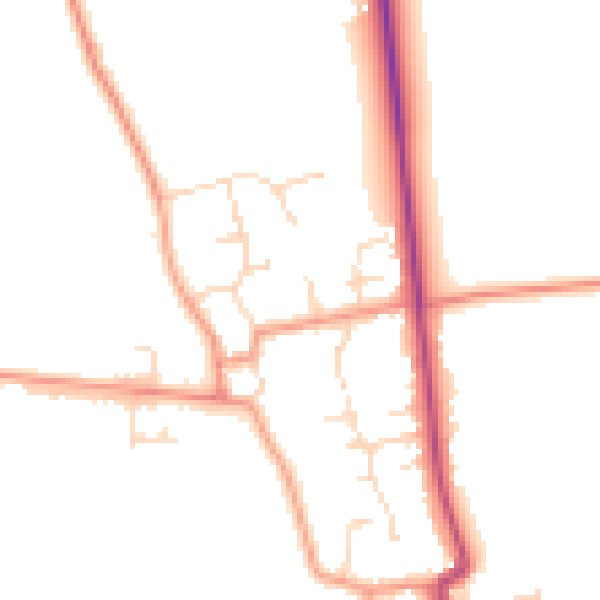 Daytime road noise heatmap for DN36 5NE