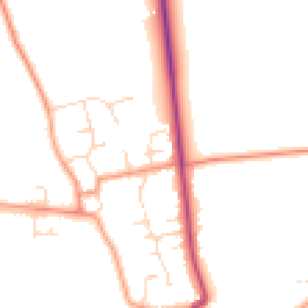 Daytime road noise heatmap for DN36 5NF