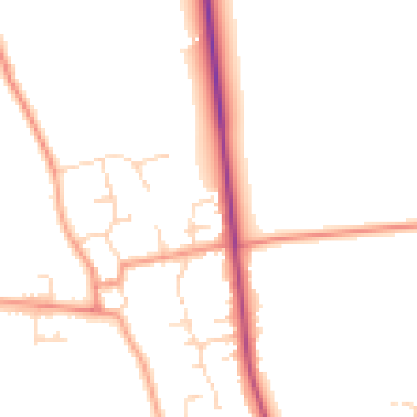 Daytime road noise heatmap for DN36 5NY