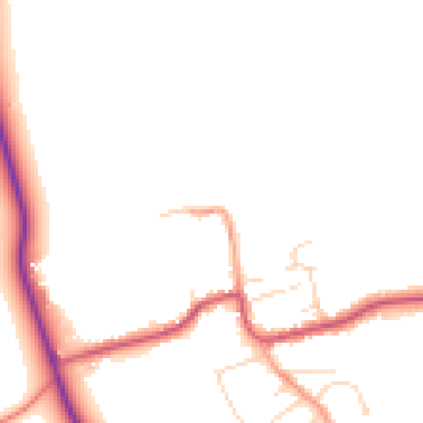 Daytime road noise heatmap for DN36 5QQ