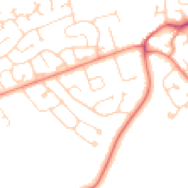 Daytime road noise heatmap for DN37 0BZ