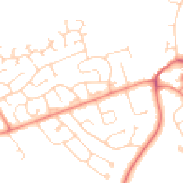 Daytime road noise heatmap for DN37 0EG