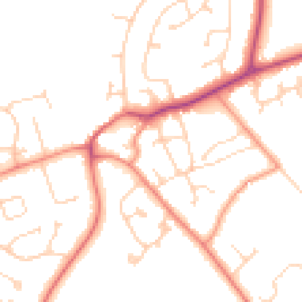 Daytime road noise heatmap for DN37 0JJ