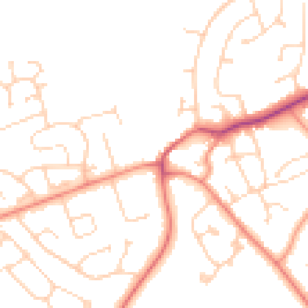 Daytime road noise heatmap for DN37 0JL