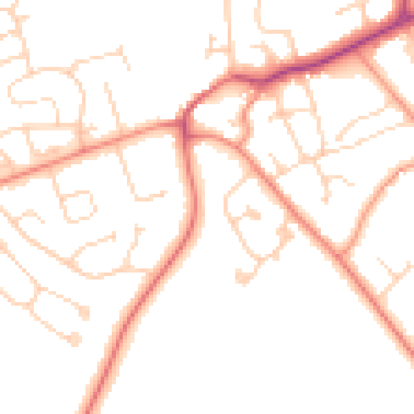 Daytime road noise heatmap for DN37 0JX