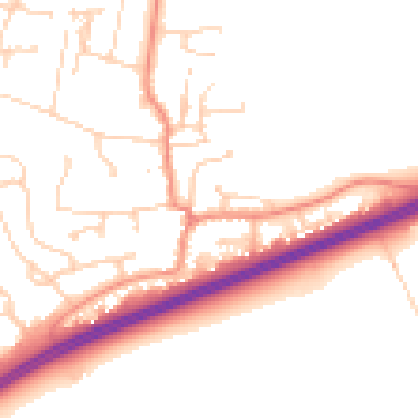 Daytime road noise heatmap for DN37 7DA