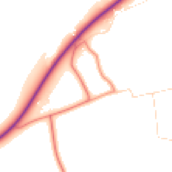 Daytime road noise heatmap for DN37 7JZ