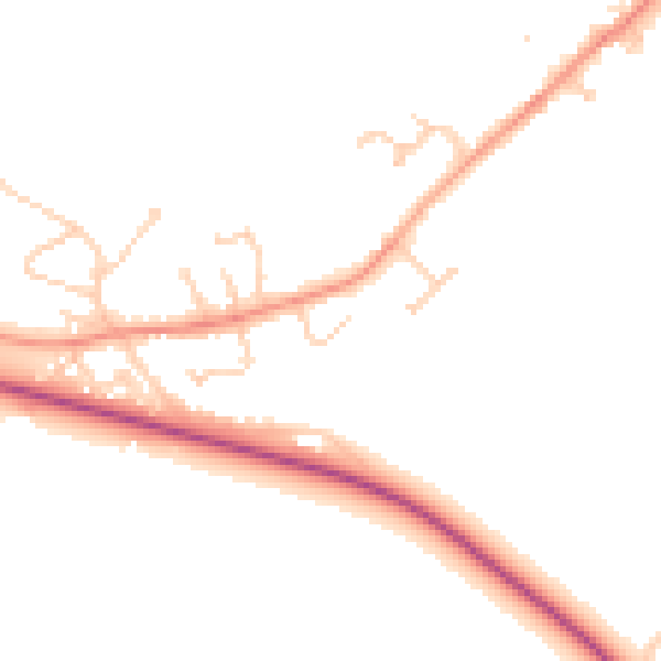 Daytime road noise heatmap for DN41 8AE