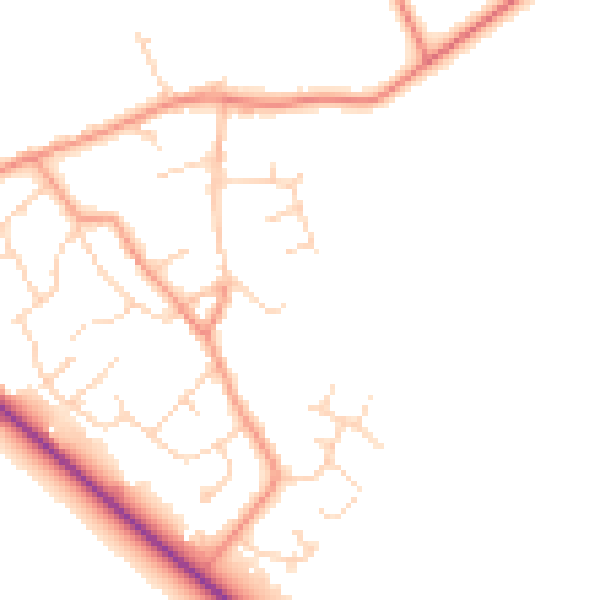Daytime road noise heatmap for DN41 8ED