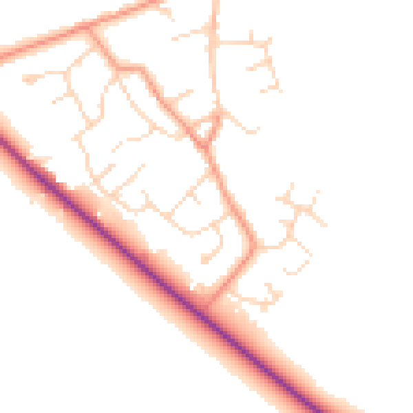 Daytime road noise heatmap for DN41 8EU