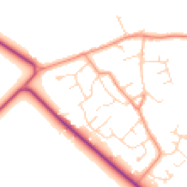 Daytime road noise heatmap for DN41 8EW